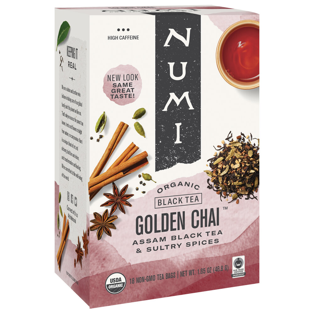 Numi Chai Tea Numi Organic Golden Chai Tea Bags 18/Box