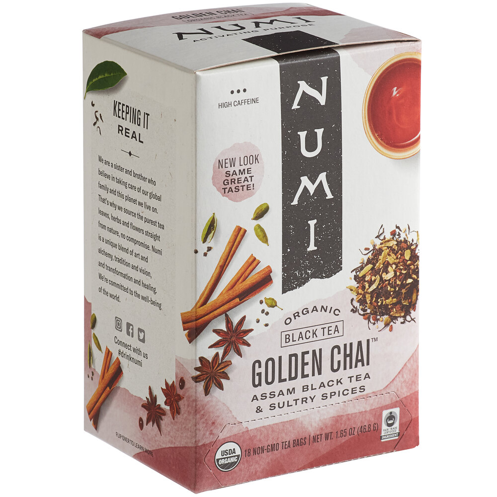 Numi Chai Tea Numi Organic Golden Chai Tea Bags 18/Box