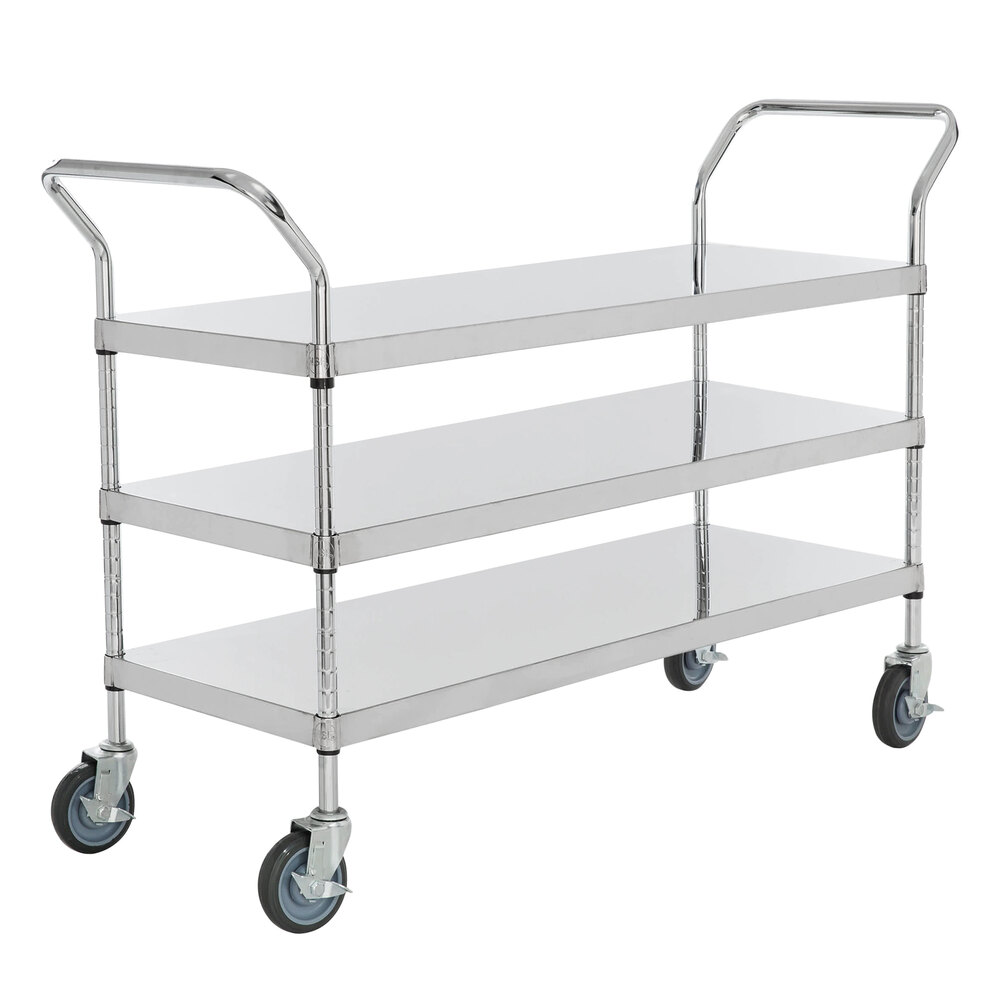 Regency Stainless Steel Three Shelf Utility Cart - 48 inch x 18 inch x 37 inch