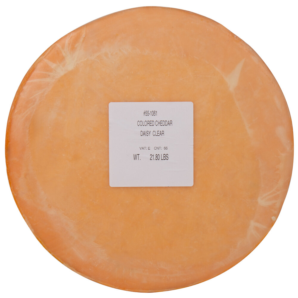 York Valley Cheese Company Druck's 22 lb. Daisy Clear Wax Sharp Colored