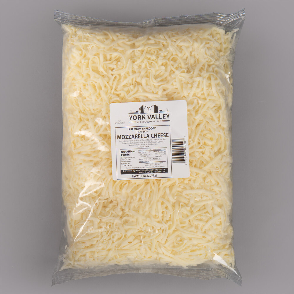 York Valley Cheese Company 5 lb. Shredded Premium PartSkim Mozzarella