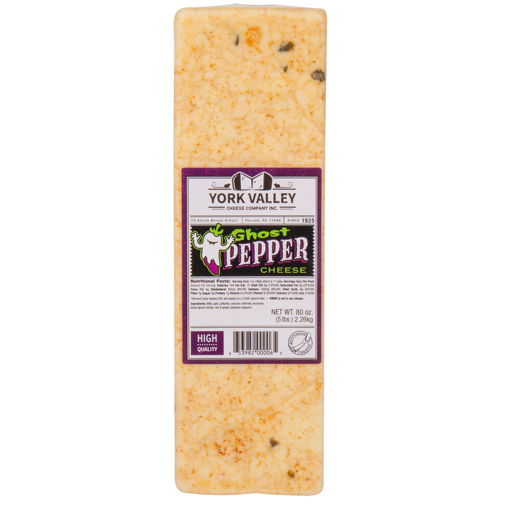 York Valley Cheese Company 5 lb. Ghost Pepper Cheese 6/Case