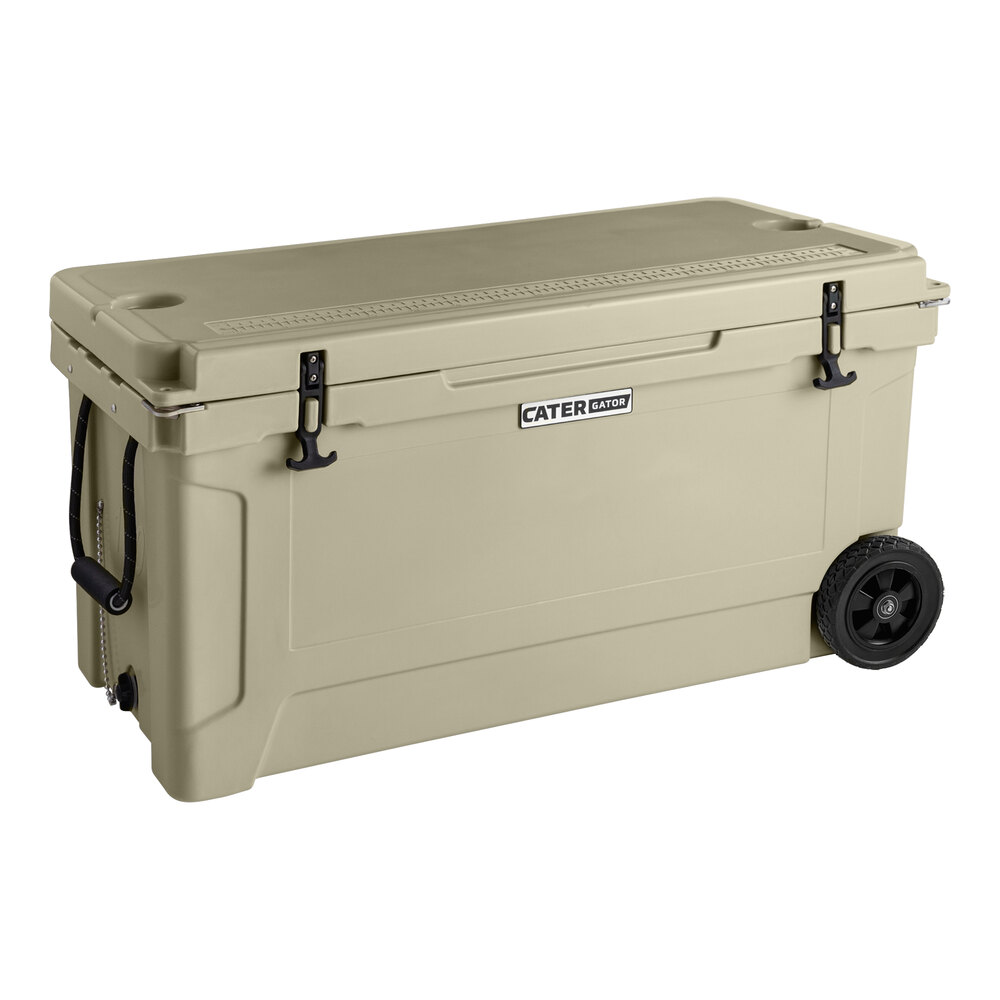 CaterGator (Tan) 110 Qt. Mobile Rotomolded Outdoor Cooler / Ice Chest
