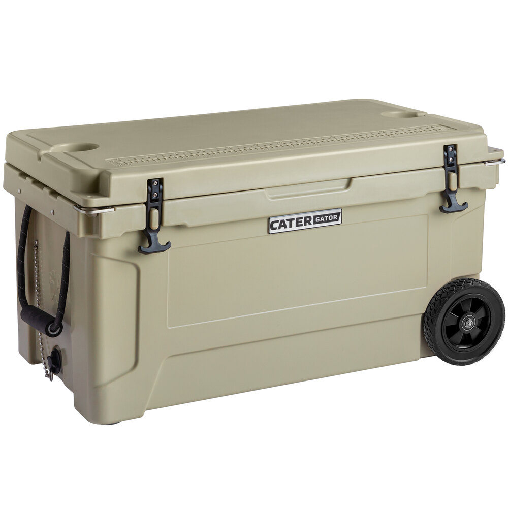 CaterGator CG65TANW Tan 65 Qt. Mobile Rotomolded Extreme Outdoor Cooler