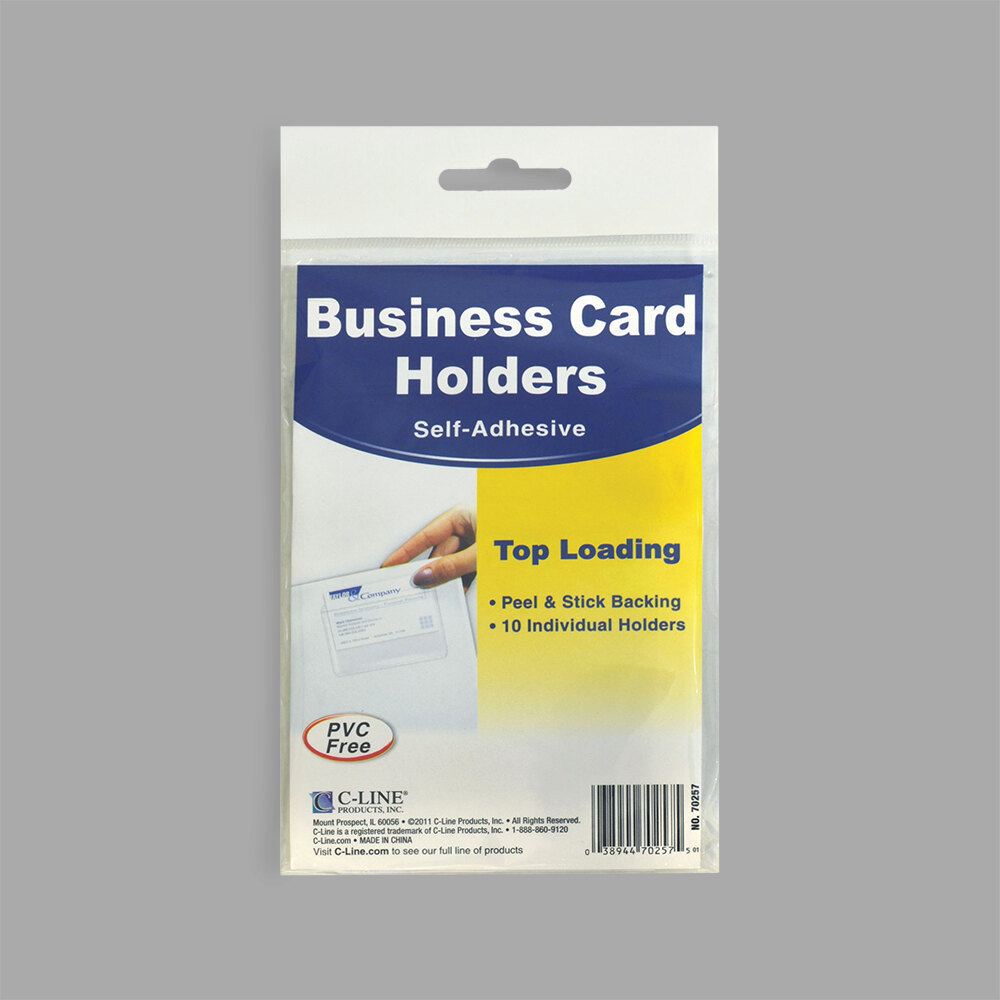 CLine 70257 3 1/2" x 2" Clear Top Load SelfAdhesive Business Card