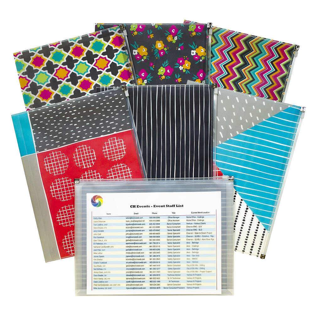 C Line Zip N Go 13 1 8 X 10 Assorted Color Playful Pops Reusable Envelope 3 Pack