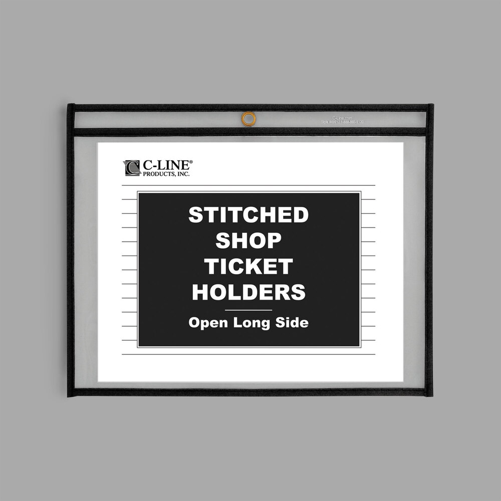 CLine 49912 12" x 9" Clear Stitched Shop Ticket Holder with 75 Sheet