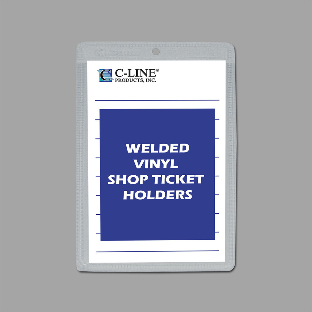 CLine 80058 5" x 8" Double Sided Clear Vinyl Shop Ticket Holder with