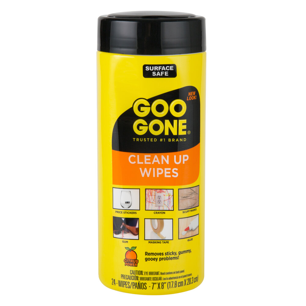 Goo Gone Clean-Up Wipes, 8 x 7 in., Citrus Scent, White, 24