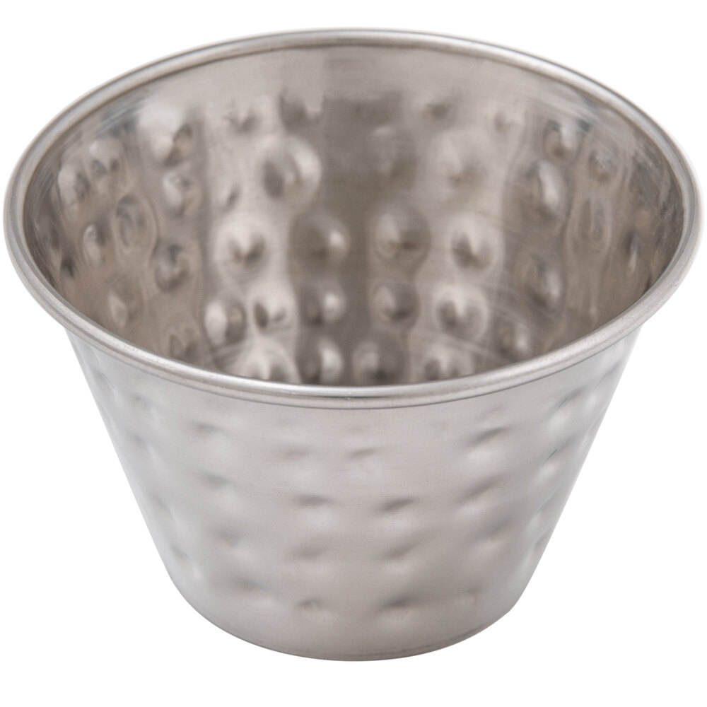 Choice 4 oz. Hammered Stainless Steel Round Sauce Cup