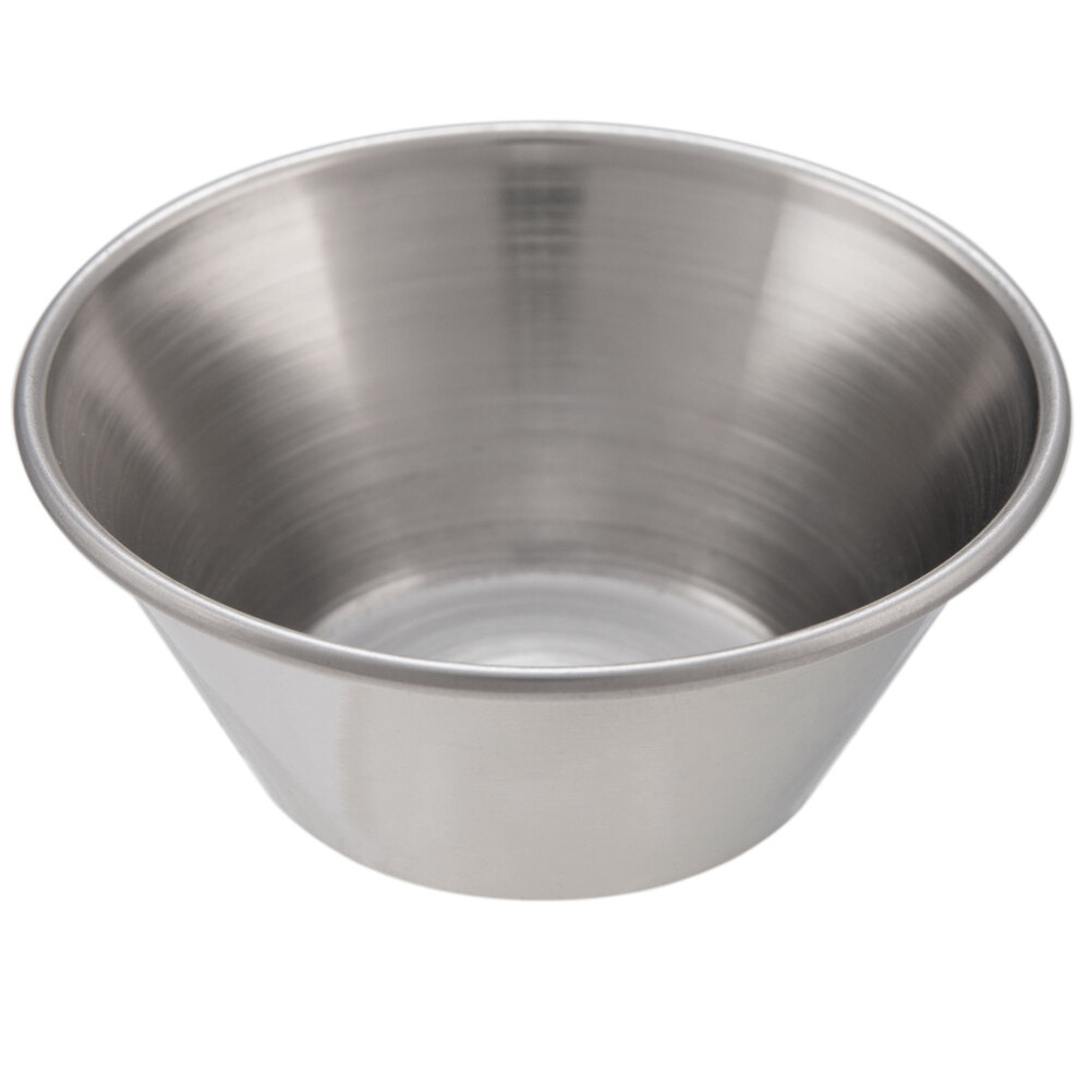 Choice 1.5 oz. Smooth Stainless Steel Round Sauce Cup
