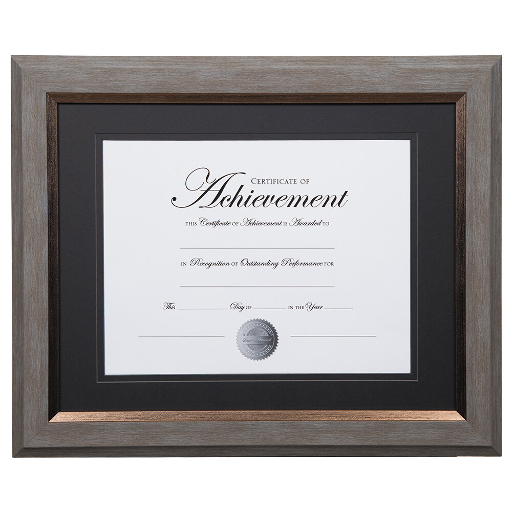 DAX N16982ST 11" x 14" Gray / Gold Document Frame with 8 1/2" x 11" Insert