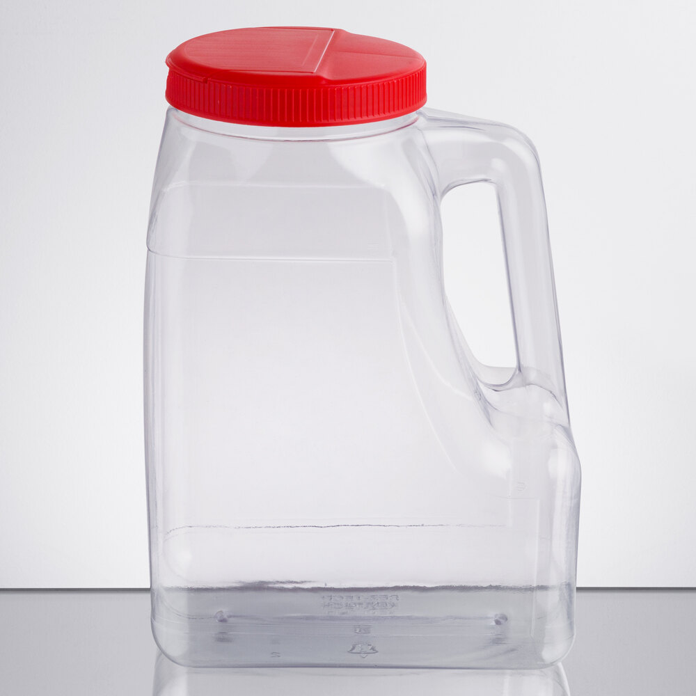 160 oz. Rectangular Plastic Induction Lined Spice Container with Red