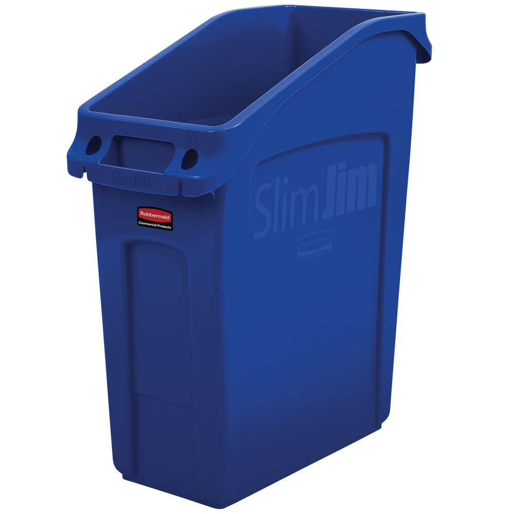 Rubbermaid 2026699 52 Qt. / 13 Gallon Slim Jim Under-Counter Blue  Rectangular Trash Can