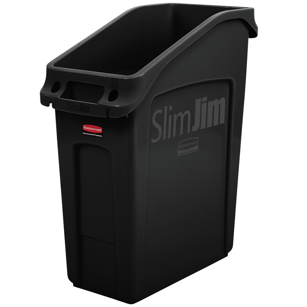 Rubbermaid 2026696 52 Qt. / 13 Gallon Slim Jim UnderCounter Black Rectangular Trash Can