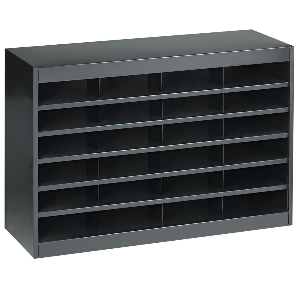 Safco 9211BLR Black 24Section Steel Mail Sorter 37 1/2" x 12 3/4" x