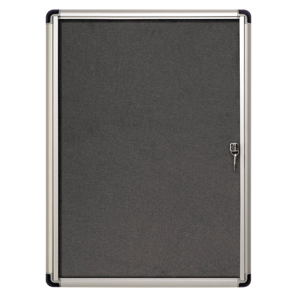 MasterVision SlimLine Enclosed Cork Bulletin Board with Aluminum Case