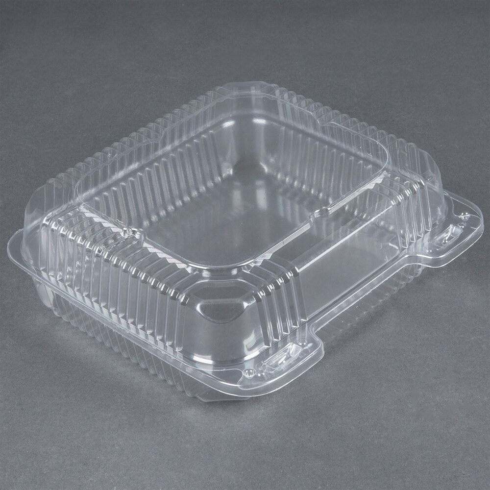 clear plastic containers with hinged lids