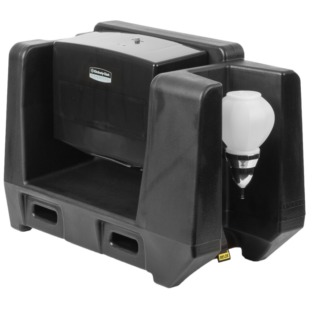 Cambro HWATD Black Hand Washing Station Multi Fold Towel Dispenser