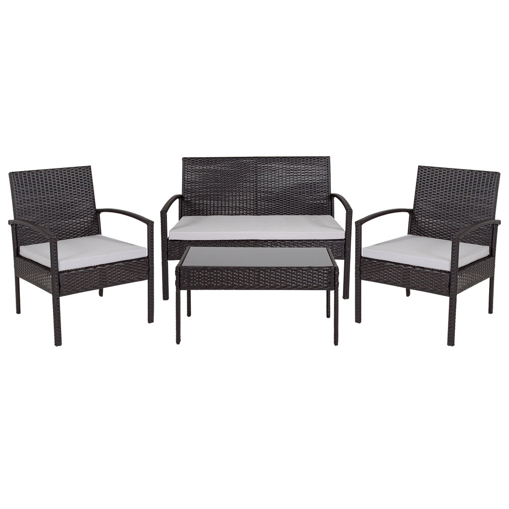 Flash Furniture JJS312GG Aransas Series 4Piece Black Steel Patio Set