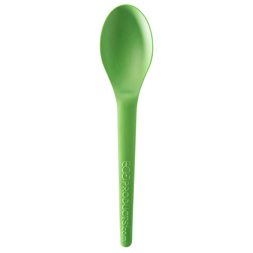 EcoProducts EPS013 Plantware 6" Green Compostable Plastic Spoon
