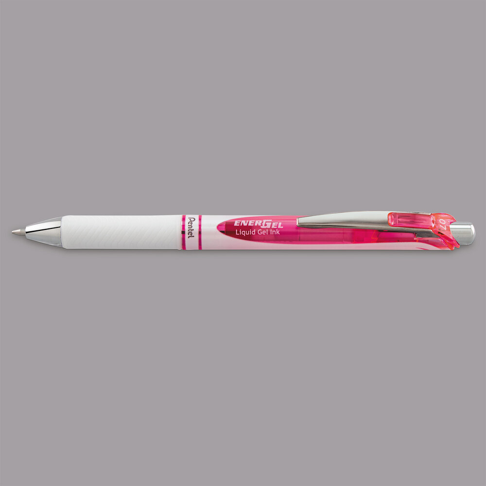 Pentel EnerGel Retractable Gel Pen - Pink Barrel, Supports Breast Cancer Awareness