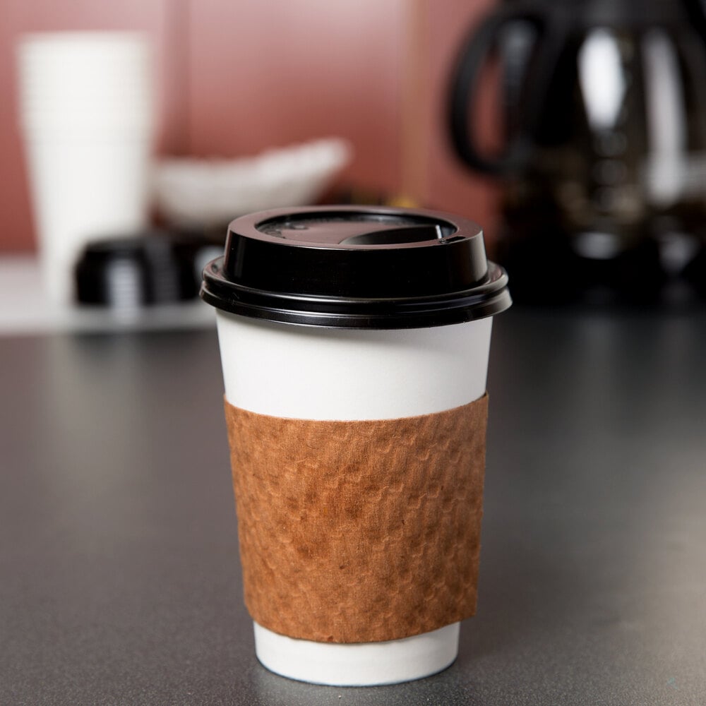 VeZee 12 Oz Disposable White Poly Paper Durable Hot Cup ONLY For