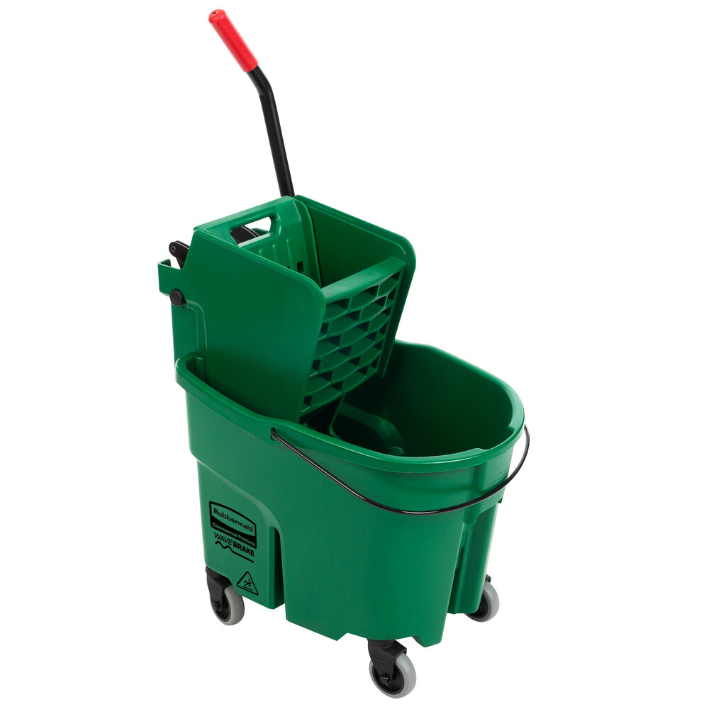 Rubbermaid FG758888GRN WaveBrake® 35 Qt. Green Mop Bucket with Side