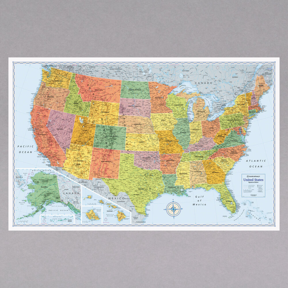 Rand McNally RM528012762 50" x 32" FullColor Laminated Physical