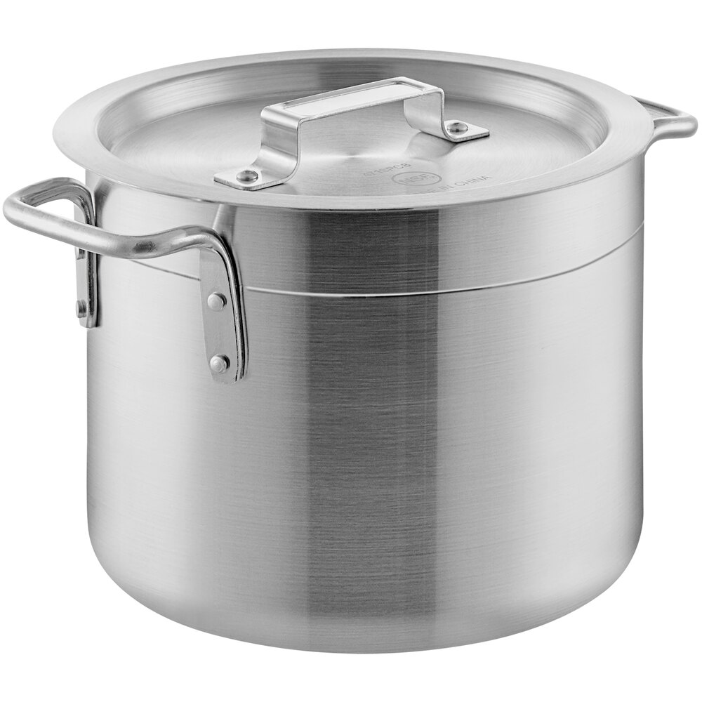 Choice 8 Qt. Standard Weight Aluminum Stock Pot with Cover