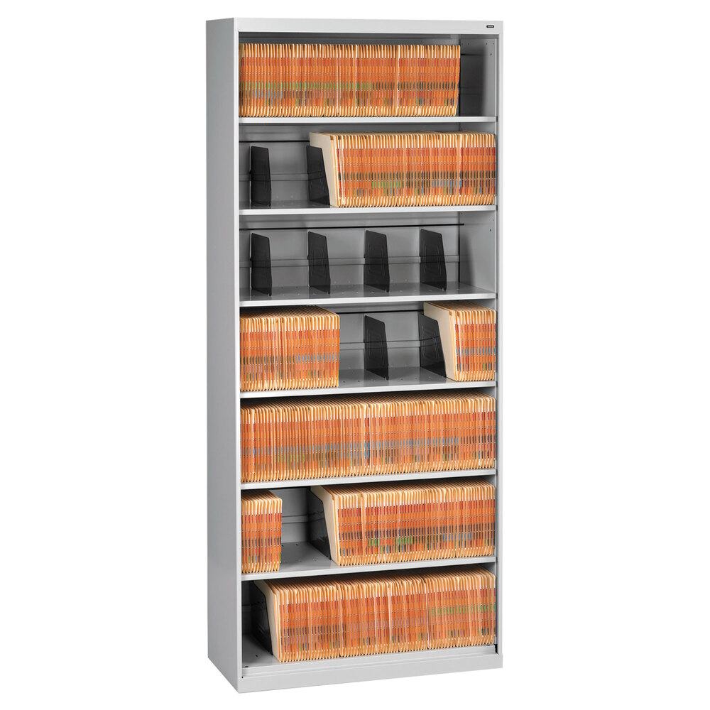 Tennsco FS370LGY Light Gray Open Fixed 7Shelf Lateral File