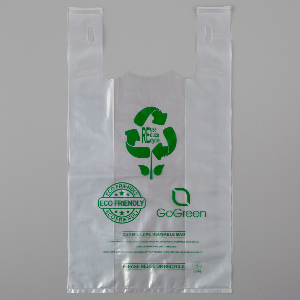 Choice 1/6 Size Clear Reusable Extra Heavy Plastic TShirt Bag 200/Case