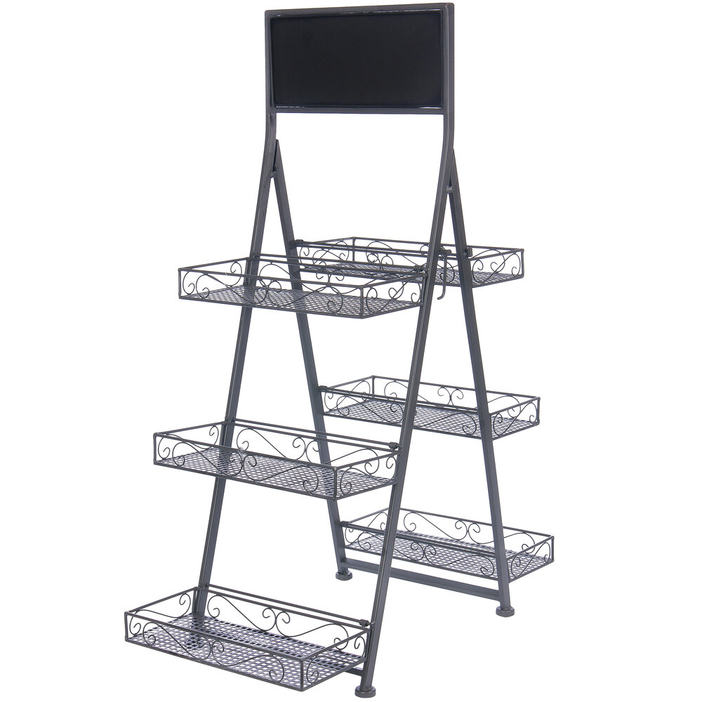 Metal 3 Tier Folding Step Ladder Tray Display with Chalkboard 28" x