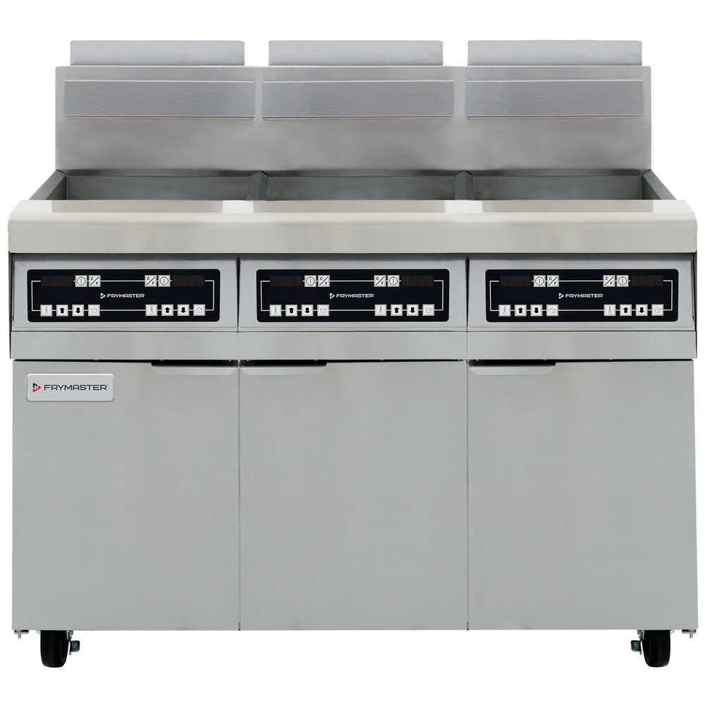 Frymaster MJ350 Natural Gas 3 Unit 50 lb. Floor Fryer with Digital