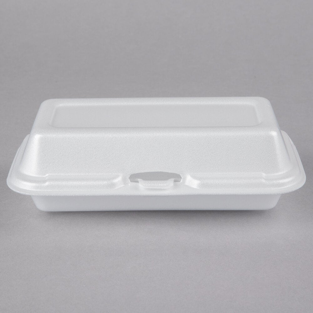1-compartment 504/carton 7.25 X 3 X 2 White Pactive YTH100980000 Foam Hinged Lid Containers Single Tab Lock Hot Dog 
