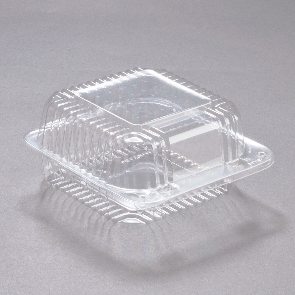 Dart C90PST3 ClearSeal 8 5/16 x 8 5/16 x 3 3 Compartment Hinged Lid  Plastic Container - 250/Case