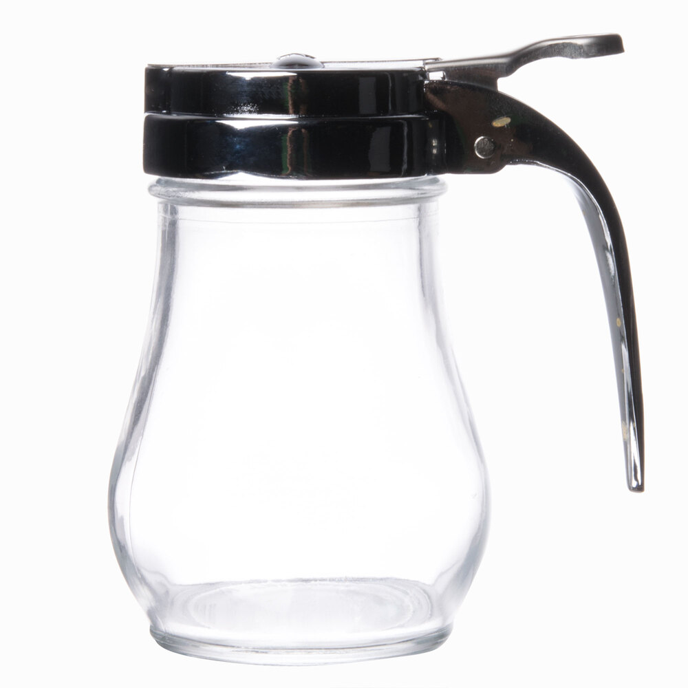 6 oz. Glass Syrup Dispenser with Chrome Plated Alloy Top