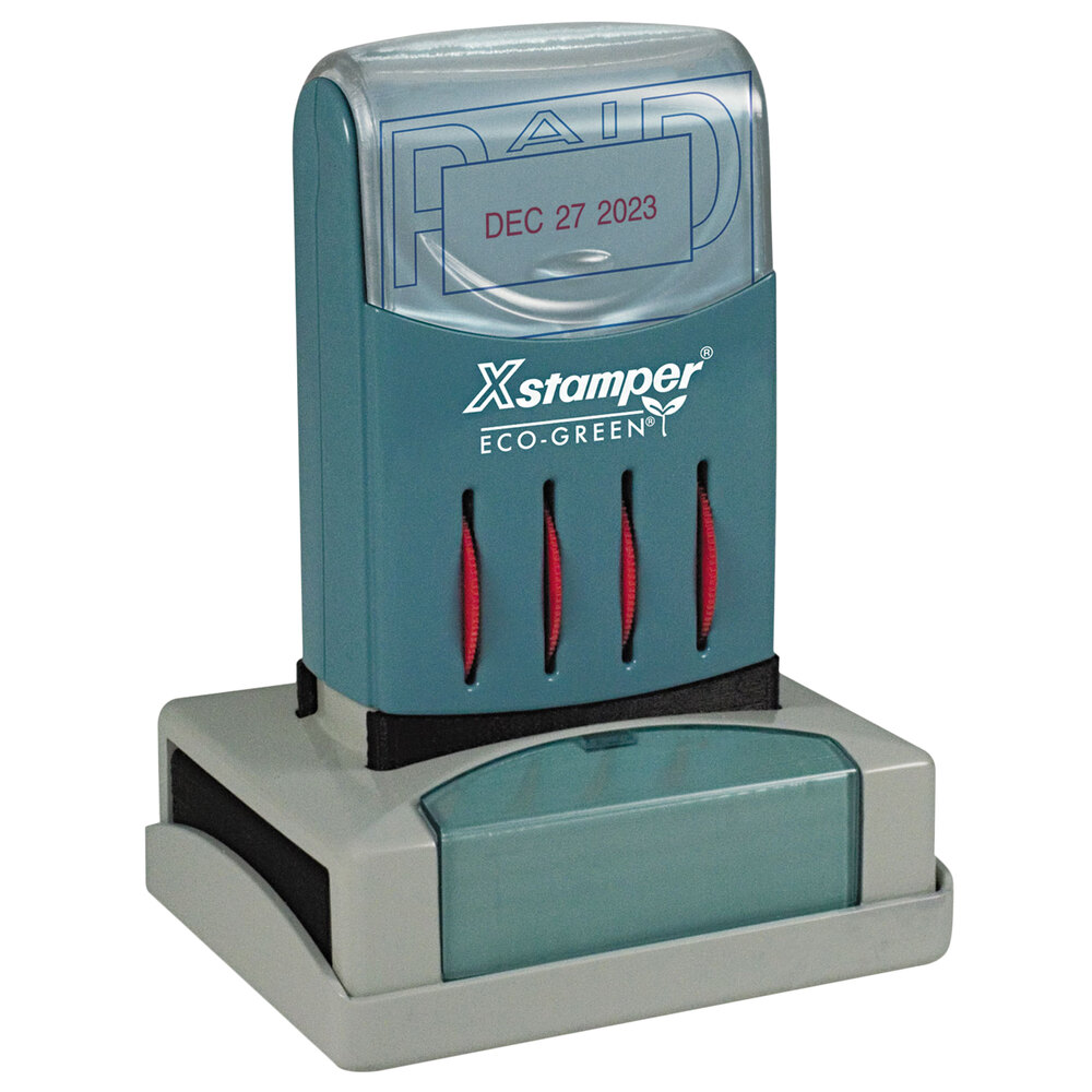 Xstamper 66210 VersaDater 2 1/8" x 1 5/16" Blue/Red PreInked Date and