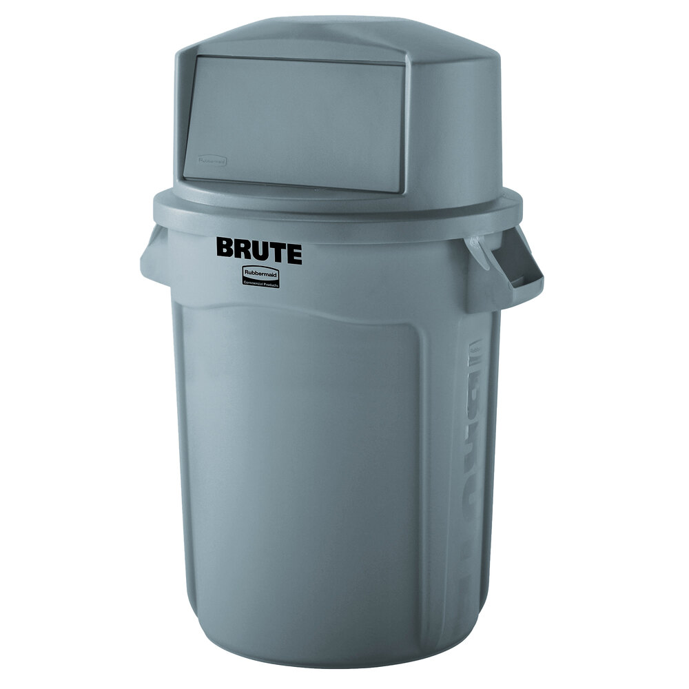 Rubbermaid BRUTE 44 Gallon Gray Trash Can and Dome Top Lid