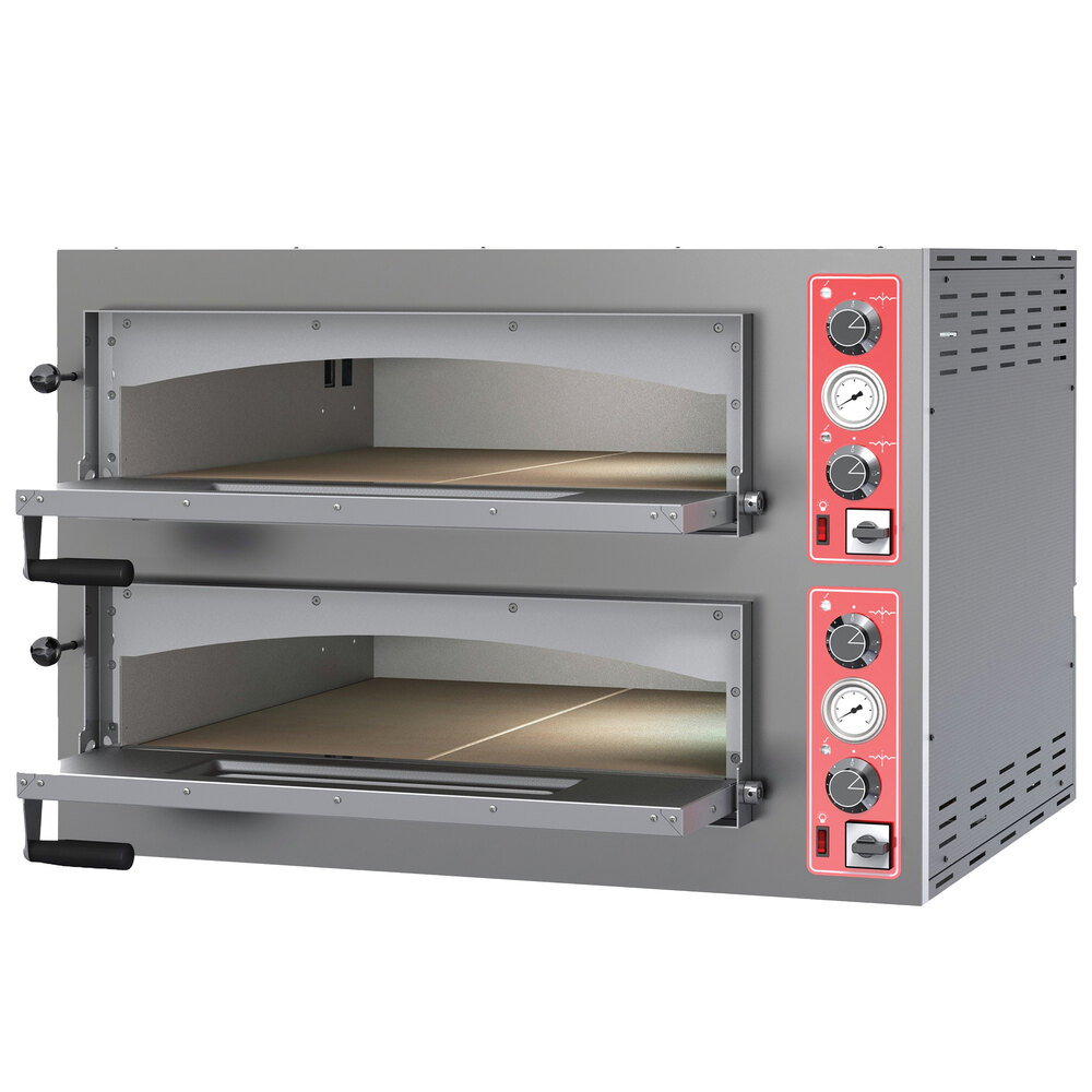 Omcan 40636 Electric Countertop 27 5/8" Double Deck Entry Max Series Pizza Oven 220V, 3 Phase