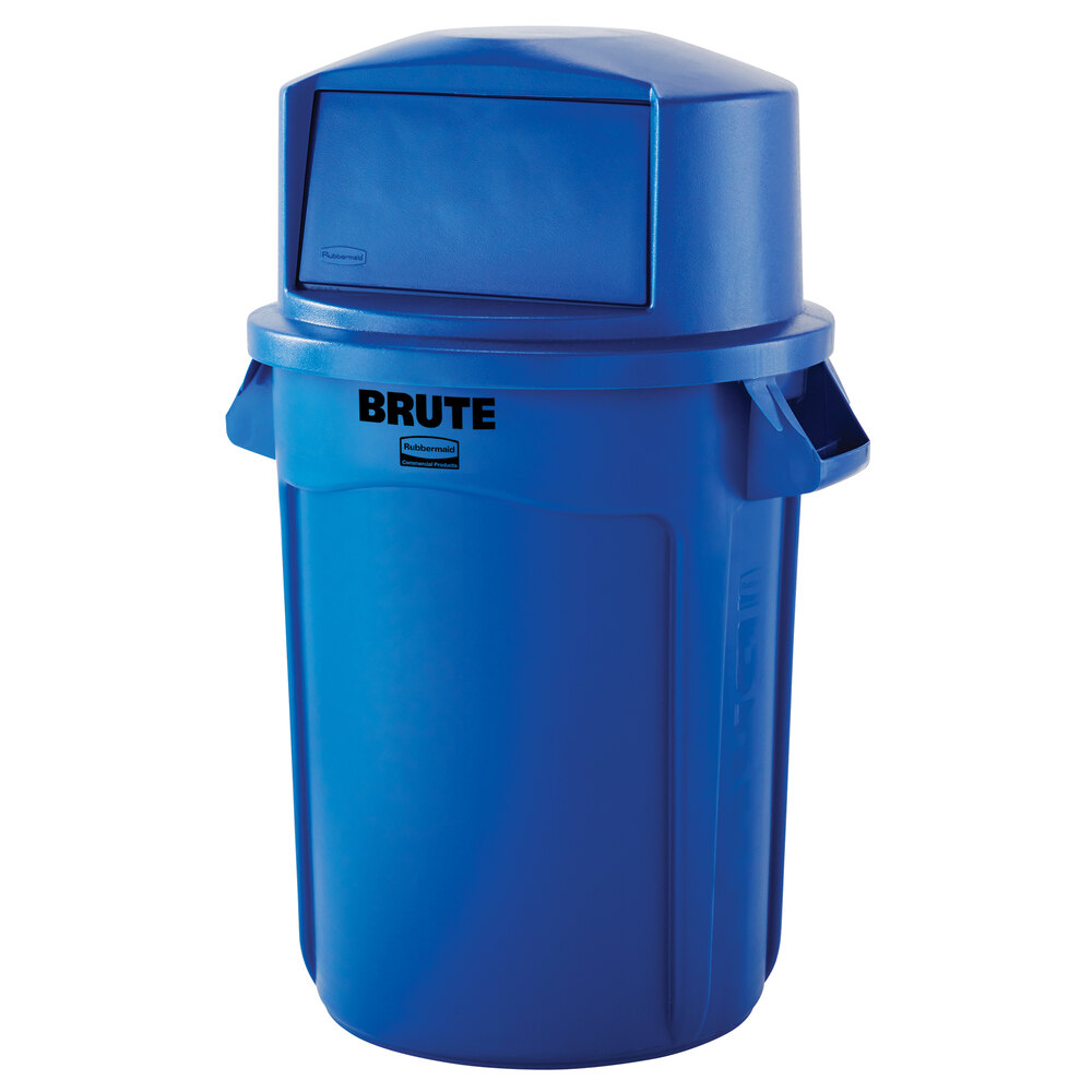 Rubbermaid BRUTE 44 Gallon Blue Trash Can and Dome Top Lid