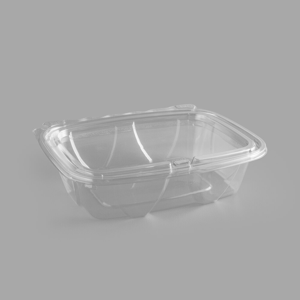 Tamper Evident 6 x 6 x 1.5 Clear Plastic Container With 4 Equal  Compartments - 252/Case