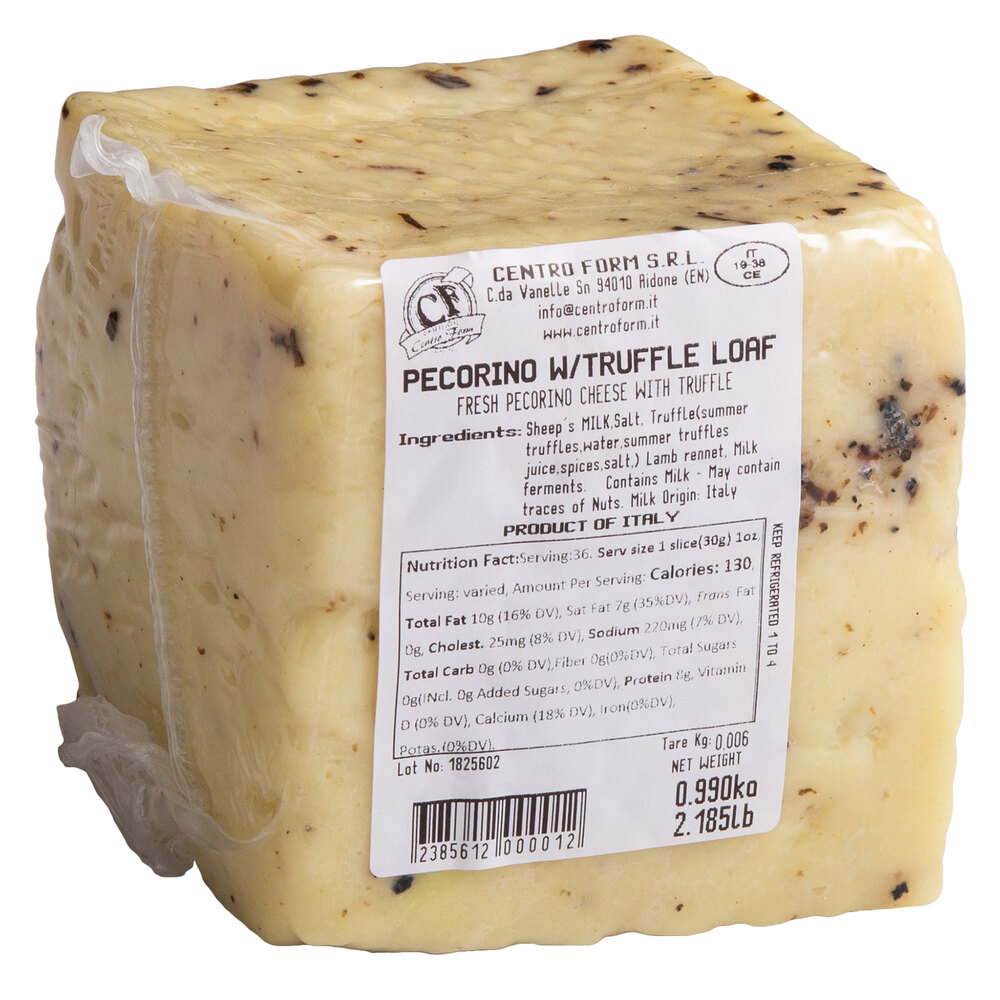 Centro Form 2.2 lb. Pecorino Cheese with Burgundy Summer Truffles Block