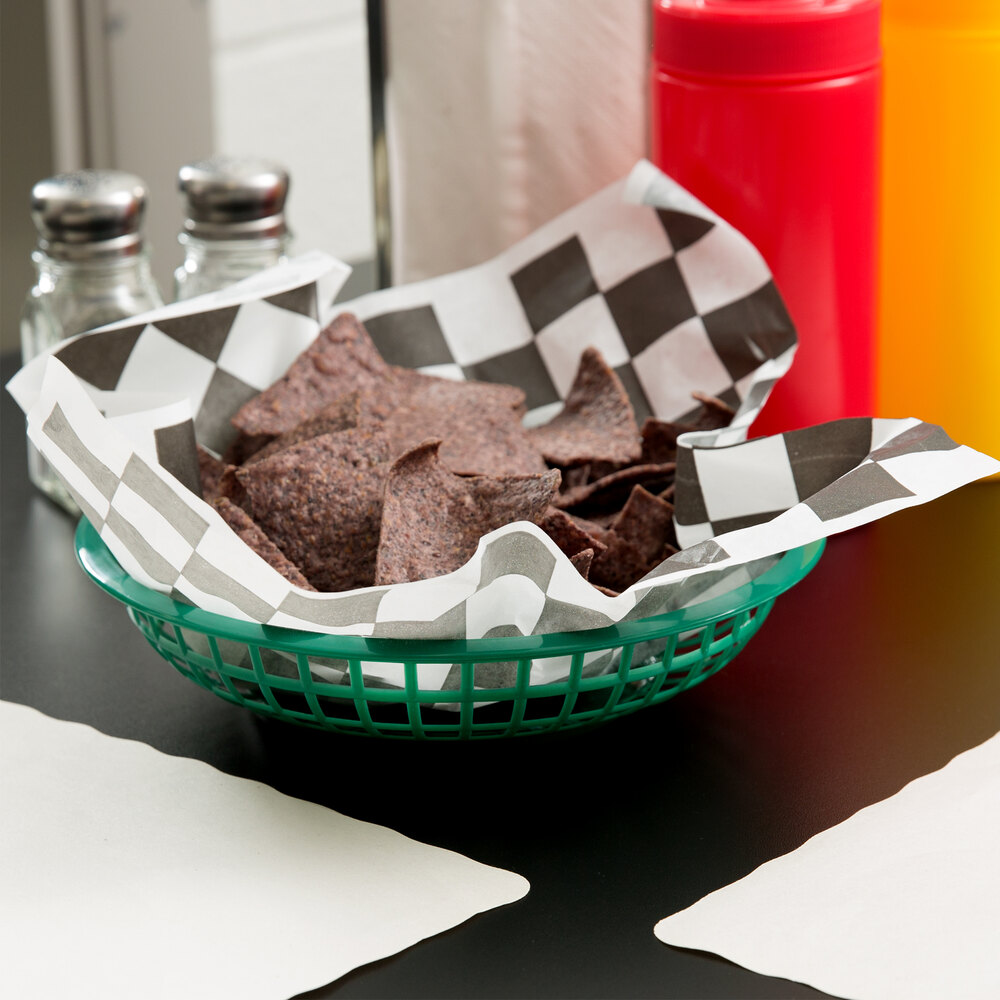 Green 8" Round Plastic Fast Food Basket 12/Case