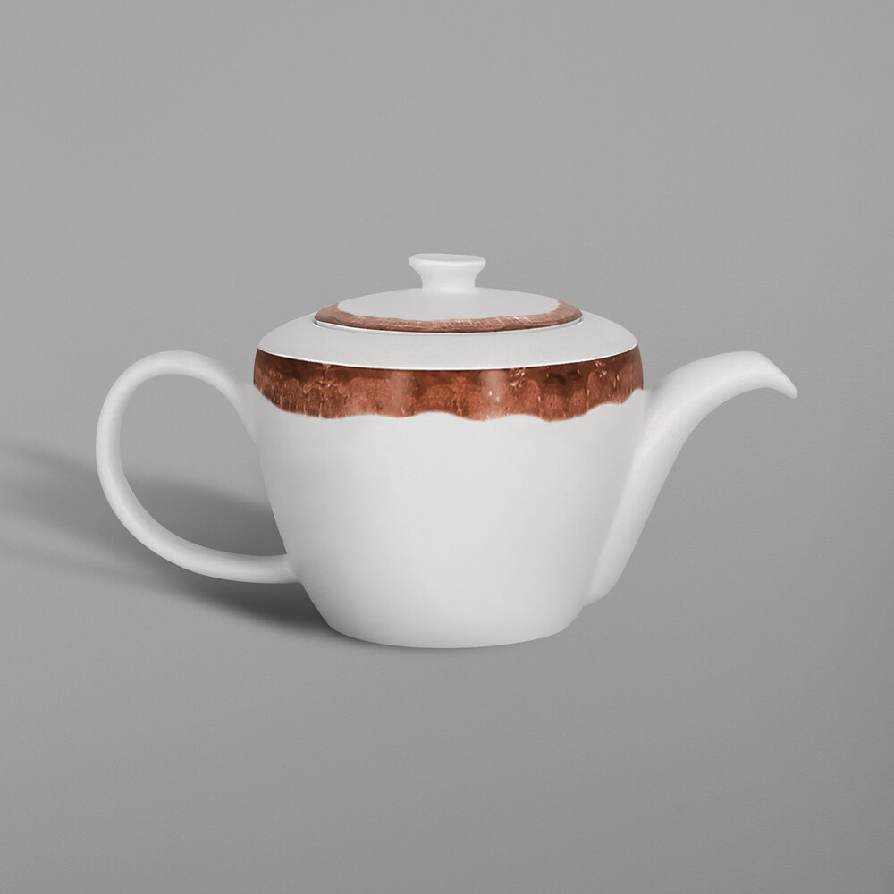 RAK Porcelain Woodart 13.6 oz. Walnut Brown Porcelain Teapot and Lid ...