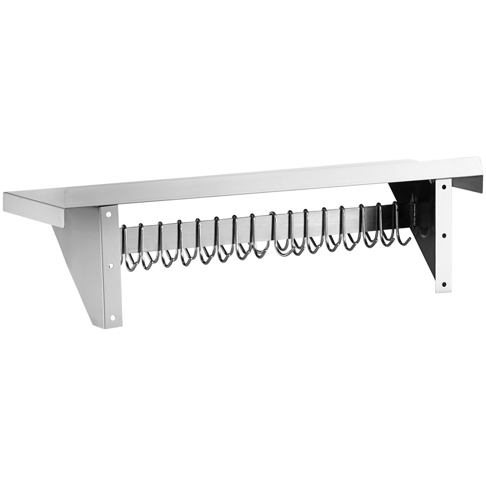 a metal rack with hooks