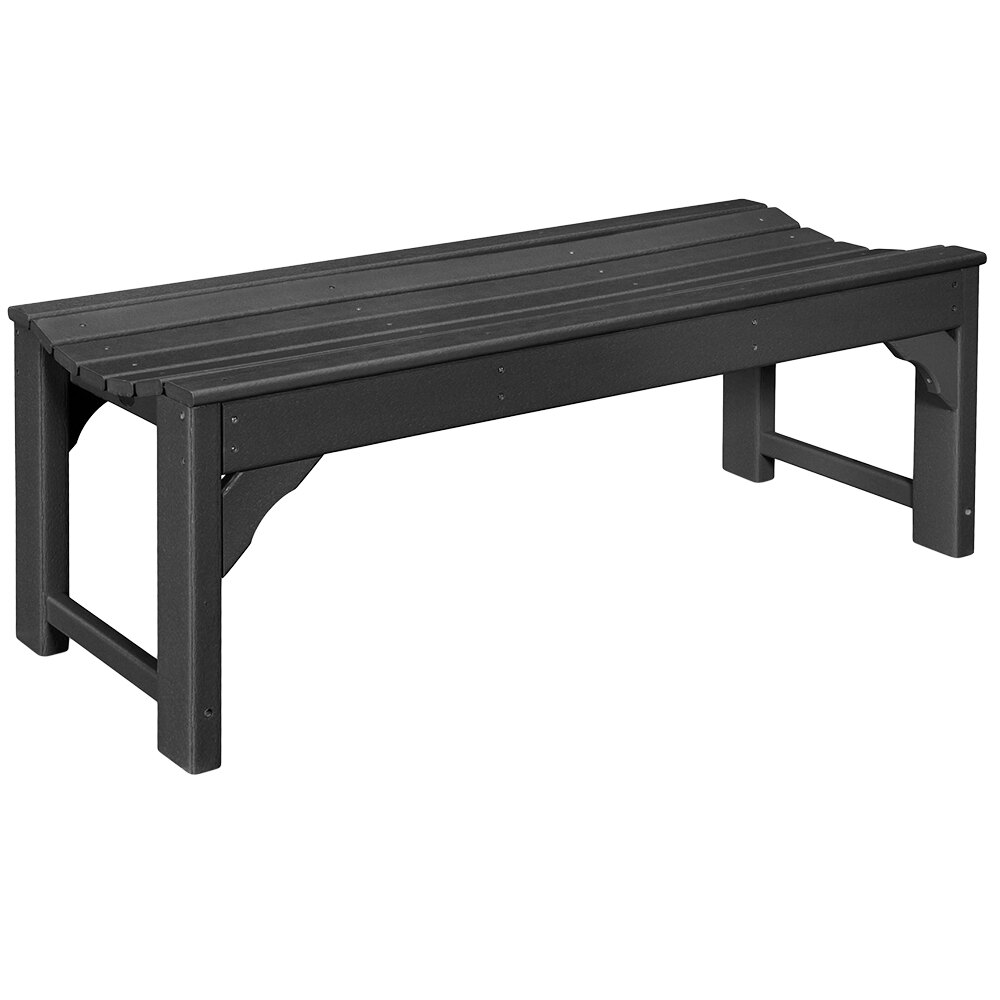 POLYWOOD BAB148BL Black 46" x 20" Traditional Garden Backless Bench