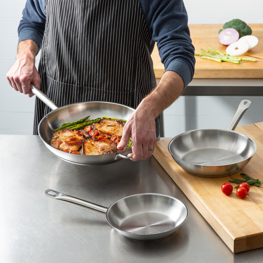 SS1 Series 3-Piece Induction Ready Stainless Steel Fry Pan Set - 8