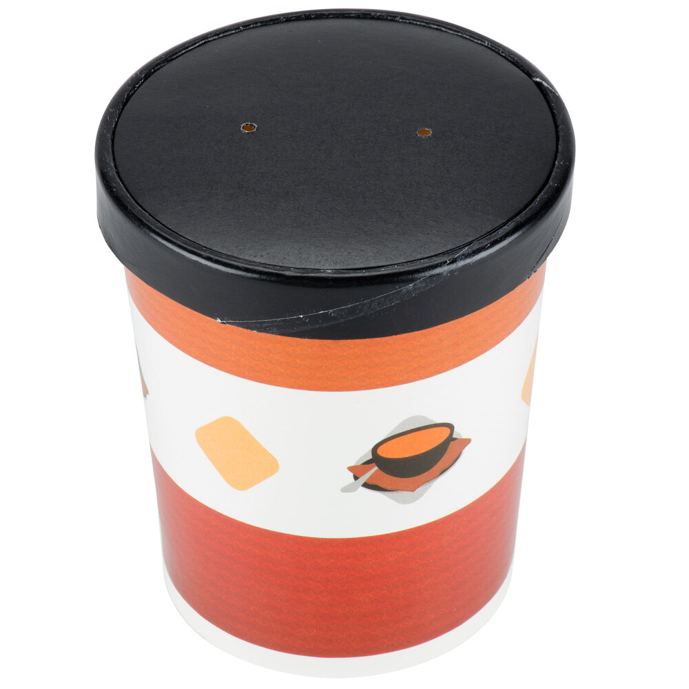 Choice 32 oz. Double Poly-Coated Paper Soup / Hot Food Cup with Black ...