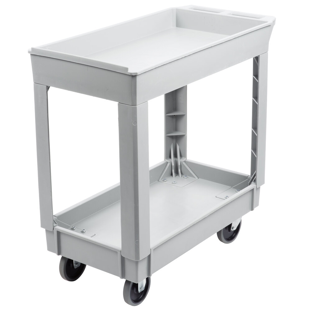 Continental 5800GY 34" x 17" Gray Utility Cart with 2Shelf Recessed Top